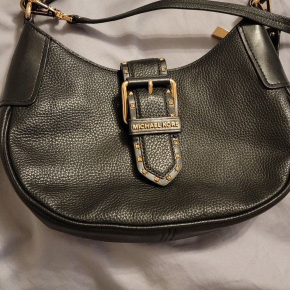 Michael Kors Lillian Black Pebbled Leather Shoulder Bag Crossbody Handbag Purse - Picture 1 of 16